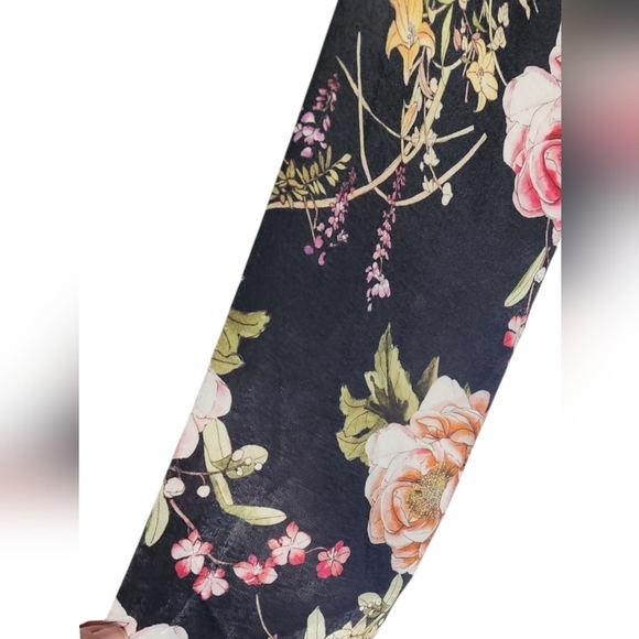 ASOS Parisian Black Mauve Floral Satin Wrap Maxi Dress Side Tie Slit Sz 4 NWOT - Picture 7 of 15